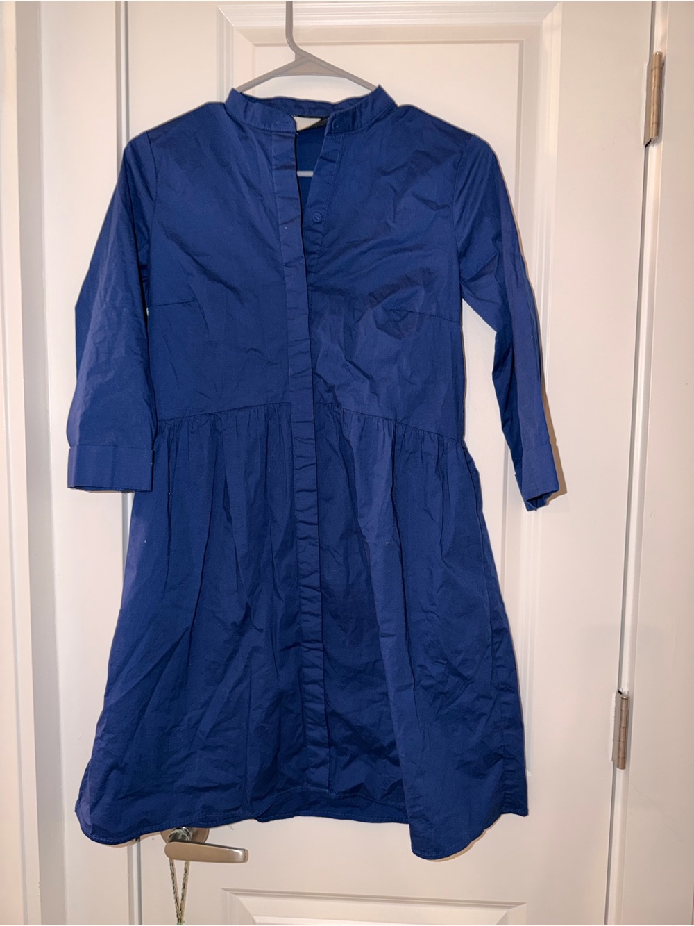 Tuckernuck Cobalt Blue Gathered Waist Button-Front Mini Dress